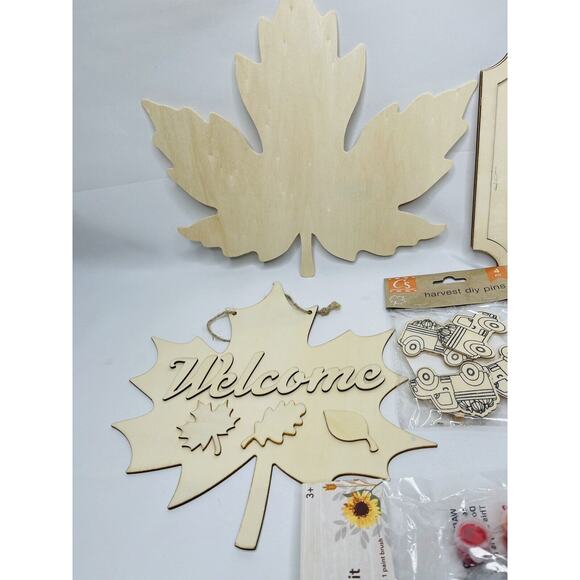 Happy Thanksgiving Harvest Wooden Slices DIY Arts & Crafts Kit Blank Cutouts - Picture 2 of 8